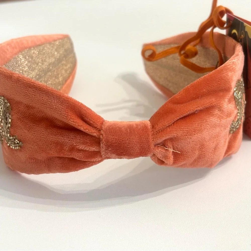 Velvet Beaded Headband-elephant terracotta - Picture 7 of 8